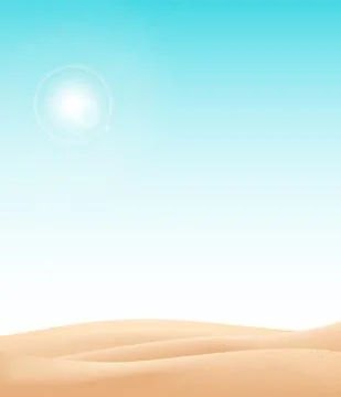 Desert landscape vector background. Natural sand dunes in sun wallpaper with Stock-Illustration