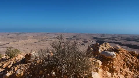 Desert Landscape View from Above, Makhtesh Ramon, Negev Desert, Israel Stock Footage 318623741