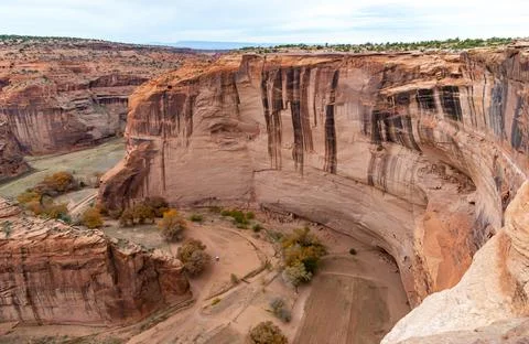 Desert landscape, view of red eroded rocks, Canyon de Chelly National Monum.. Stock Photos