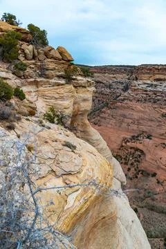 Desert landscape, view of red eroded rocks, Canyon de Chelly National Monum.. Stock Photos