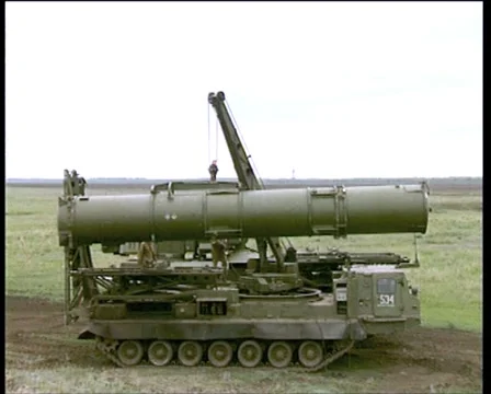 Desert,  loading  missiles  on  C-300 Video stock 4886378
