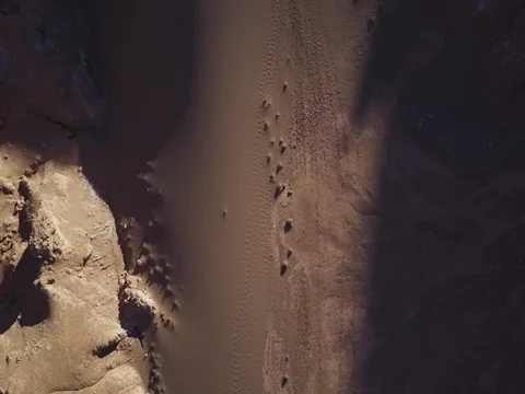 Desert with long shadows from above Stock Footage 83295196