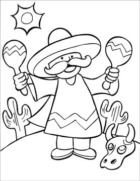 Desert maraca - black and white Stock Illustration