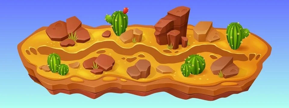 Desert mobile ui game level map with road cartoon Illustrazione stock