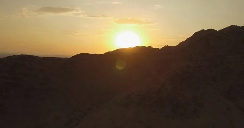 Desert moon landscape drone into sunset Stock Footage 85954482