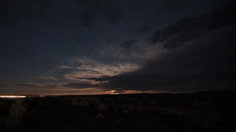 Desert-Moon-Sunrise-Desolation-Alone-Landscape-Highway Stock Footage 34129113