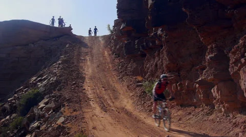Desert Mountain Biking Fast Decent Down Steep Hill Video stock 25207262