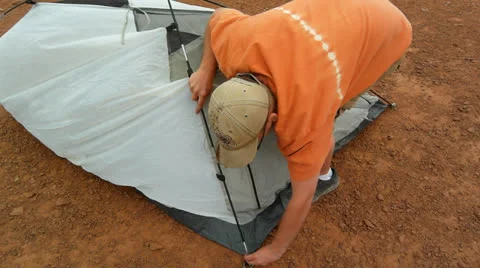 Desert Mountain Biking Setting Up Camp Stock Footage 25210031