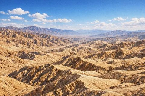 Desert mountain landscape with blue sky. Stock Illustration