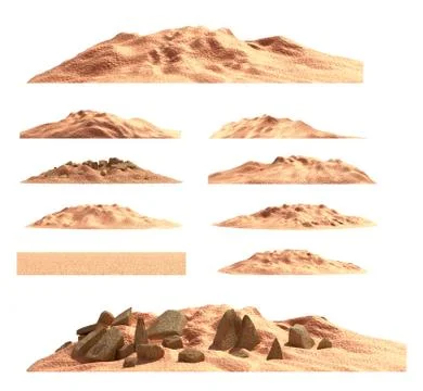 Desert mountain set , isolated Stock Illustration