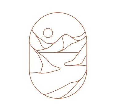 Desert mountains landscape boho icon Stock Illustration