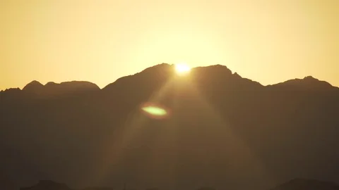 Desert mountains sun set Stock Footage 74924348