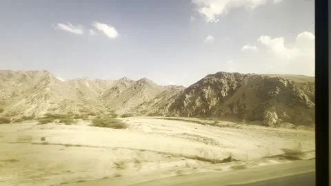 Desert Mountains watching from a train Stock Footage 331841592