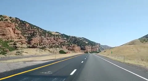 Desert Moutain Pass Drive With Sparse Vegetation SD Stock Footage 179718106