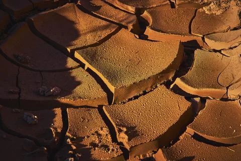 Desert Mud Crack Texture Close Up Arid Ground St Thomas Nevada Stock Photos