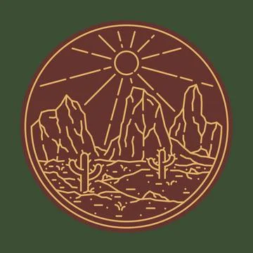 Desert nature wild badge patch pin graphic illustration vector art t-shirt de Stock Illustration