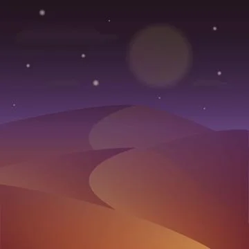 Desert night. Vector starry night on the desert. Night landscape Stock Illustration