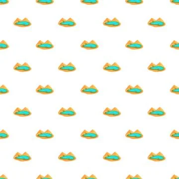 Desert oasis and sand dunes seamless pattern Stock Illustration