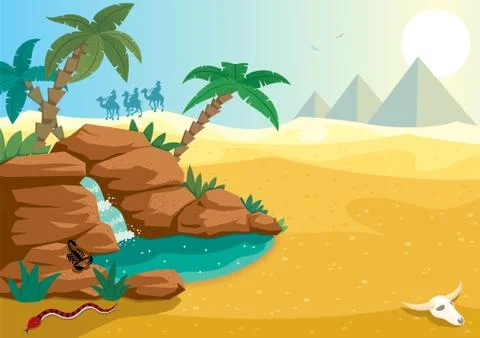Desert Oasis Stock Illustration