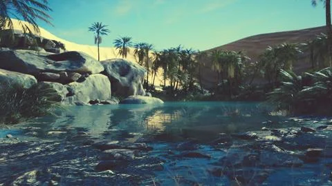 An desert oasis in the Oman Illustration