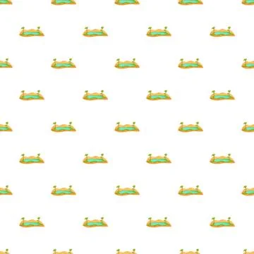 Desert oasis with palm trees vector seamless pattern Illustrazione stock