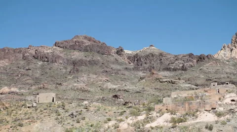 Desert-oatman mining town pan 4488 Stock Footage 1091513