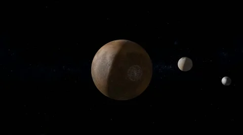 Desert planet with two moons orbiting it, rendered in 60P Video stock 51884611