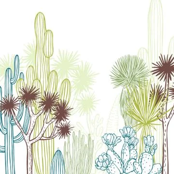 Desert plants, cacti. Vector background. Stock Illustration