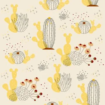 Desert plants, cacti. Vector pattern. cactus Stock Illustration