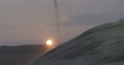 Desert pyramid mountain landscape with setting sun Stock Footage 58899384