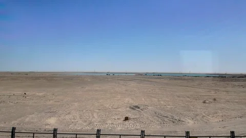 Desert Railway and Sand Control Measures in Xinjiang Stock Footage 343706954