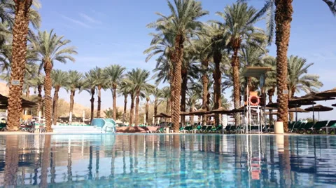 Desert resort hotel pool Stock Footage 35155410