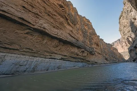 Desert River Cutting Through the Layers of Rock 스톡 사진