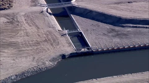 Desert River Mountain Aqueduct Stock Footage 40682129
