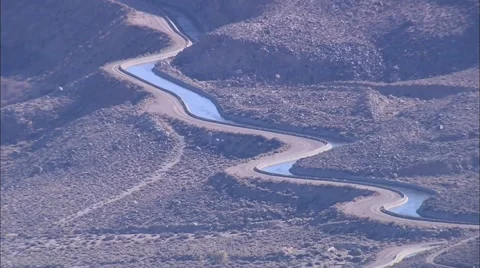 Desert River Mountain Aqueduct Stock Footage 40683309