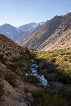 Desert River with Mountains Stock Photos