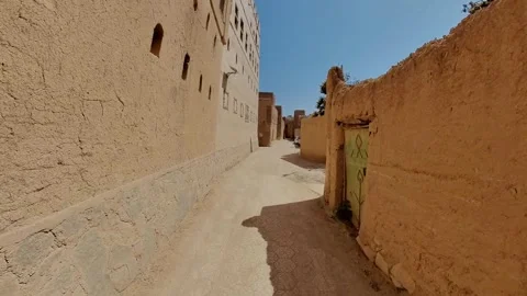 Desert Road Flanked by Palms in Al Hamra Oman Video stock 328064100