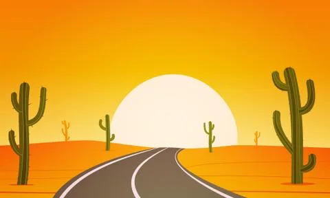 Desert Road Stock Illustration