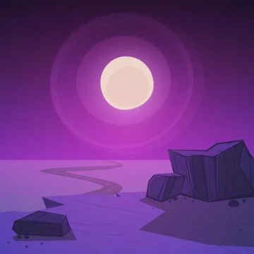 Desert Road At Night Stock Illustration