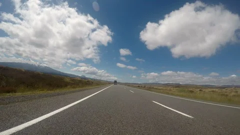 Desert Road NZ Timelapse Stock Footage 101006478