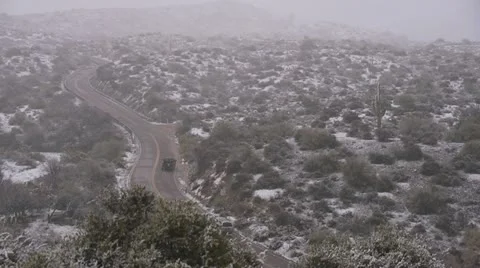 Desert Road Snow Video stock 21426668