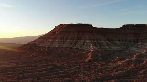 Desert Road Sunset Drone Crane Shot Showing wild adventure travel destination Stock Footage 172117136
