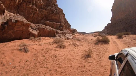 Desert Rock Action Cam Car Ride Wadi Rum Jordan Stock Footage 108751553