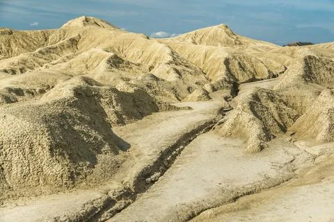 Desert rock formations captured in the mud volcanoes park in Romania 写真素材