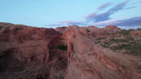 Desert Rock Formations in Evening Light | Moab Utah Drone Vídeos de archivo 331494765