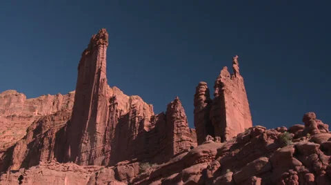 Desert Rock Tower Adventure Stock Footage 33726423