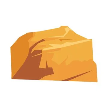 Desert rough stone in flat design. Wilderness sandy rocks or mountain. Vector Stock Illustration