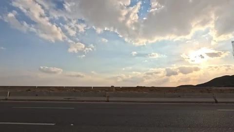 Desert Route Traffic Scene Between Cairo and Ain Sokhna Showing Cars Trucks Video stock 330015195