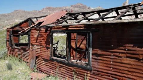 Desert-rusted mining shack 4495 Stock Footage 1091541