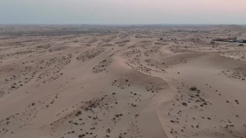 Desert Sand Dunes with Palm Oasis Abu Dhabi Aerial Stock Footage 333104109